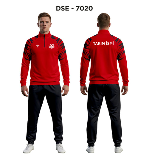 DSE 7020 Kırmızı-Siyah Kol Baskılı Eşofman Takımı