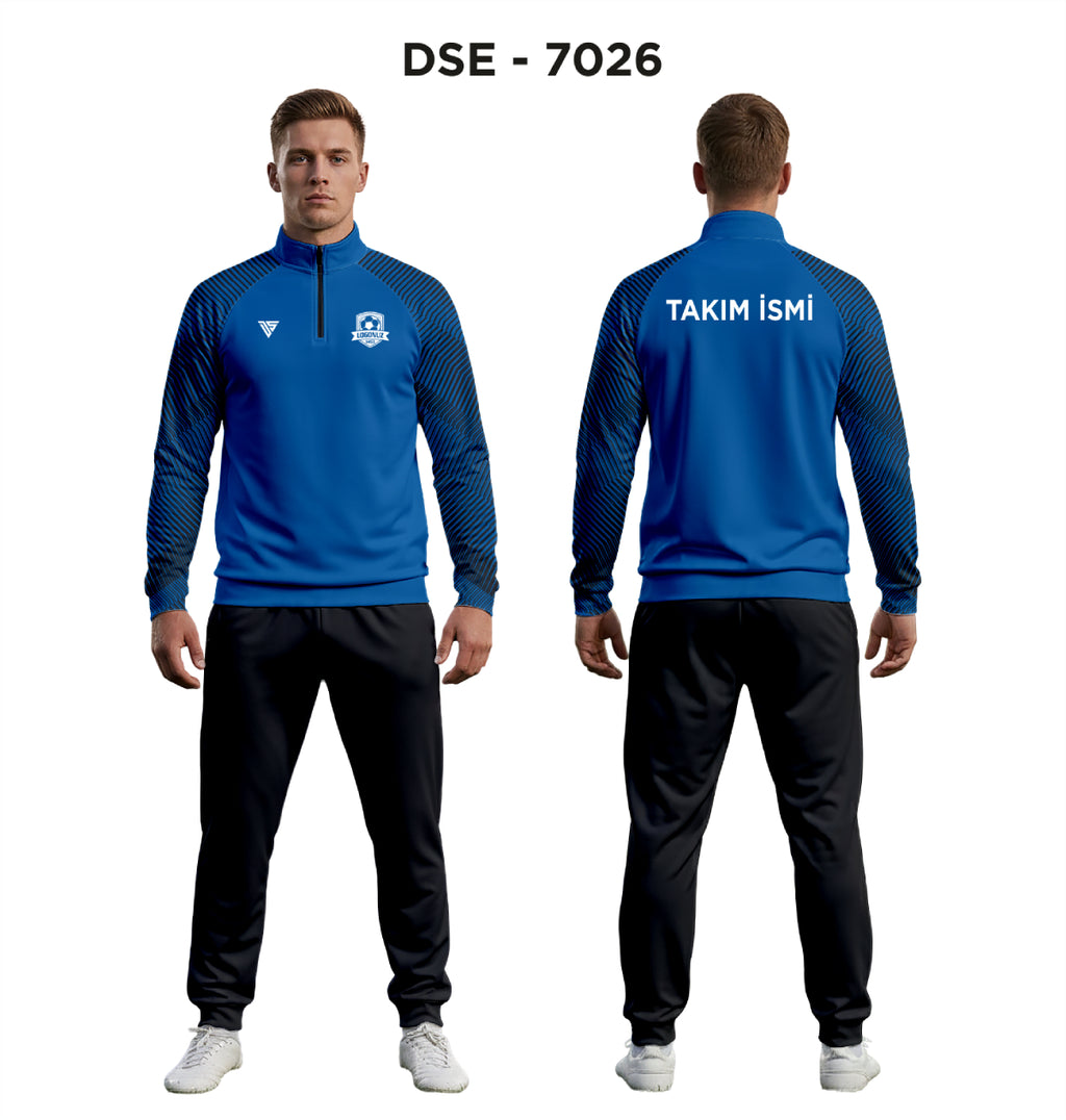 DSE 7026 Mavi-Siyah Kol Baskılı Eşofman Takımı