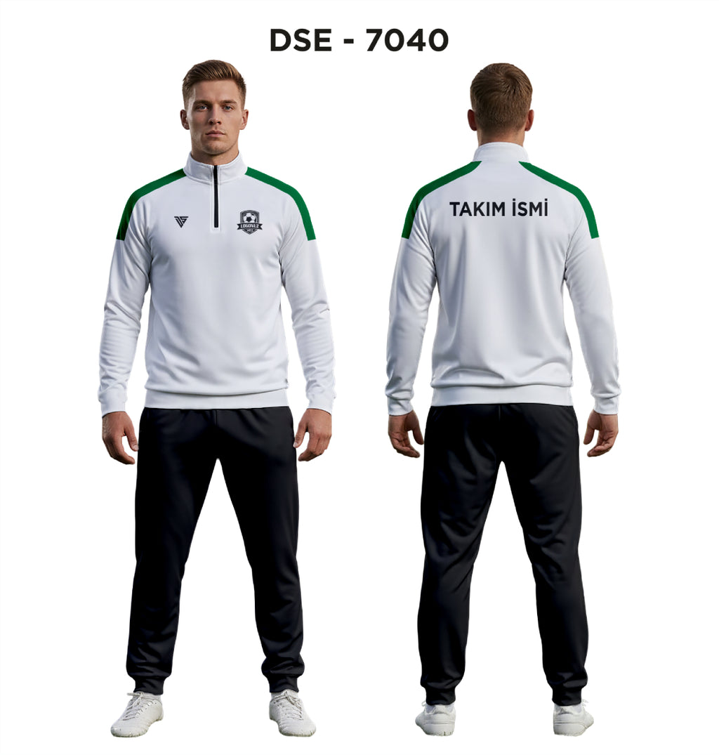 DSE 7040 Beyaz-Yeşil Eşofman Takımı