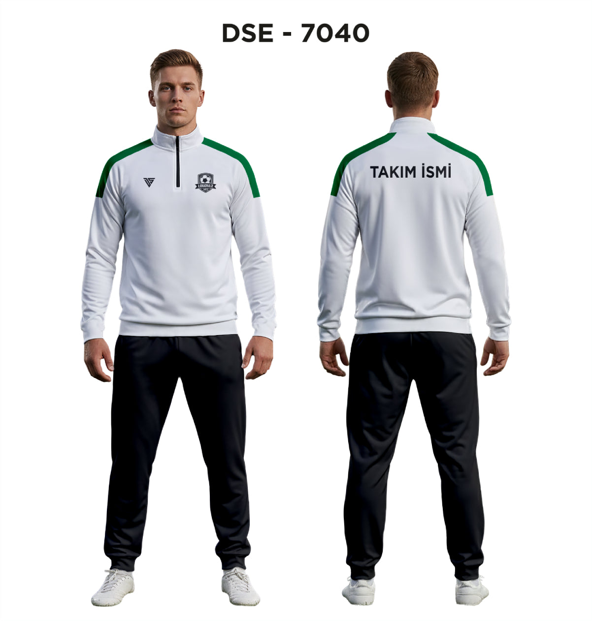 DSE 7040 Beyaz-Yeşil Eşofman Takımı