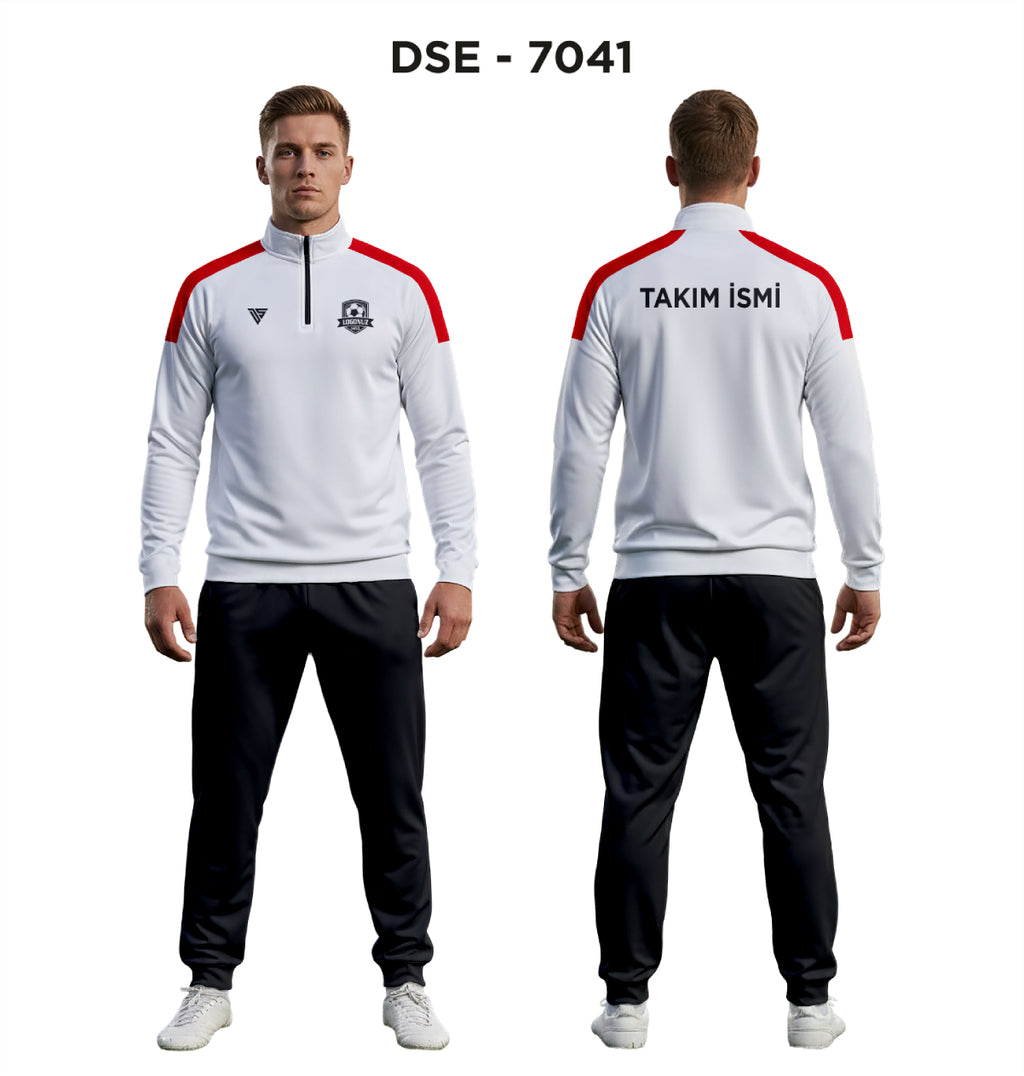 DSE 7041 Beyaz-Kırmızı Eşofman Takımı