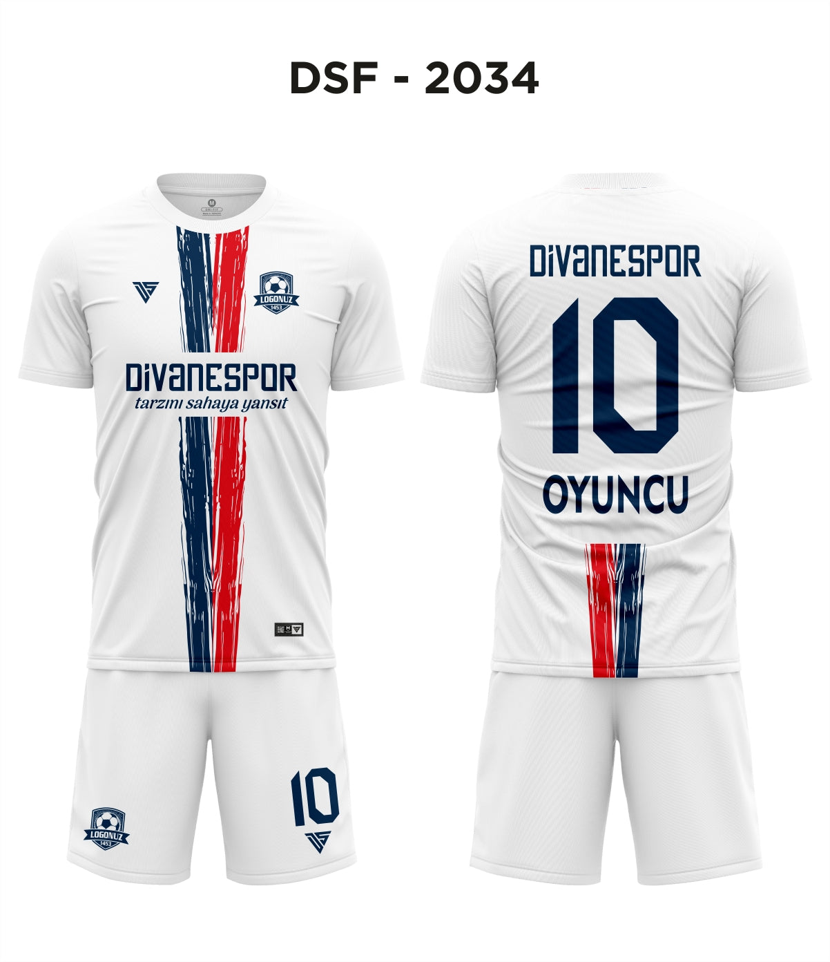 DSF 2034 Beyaz-Lacivert-Kırmızı Futbol Forma