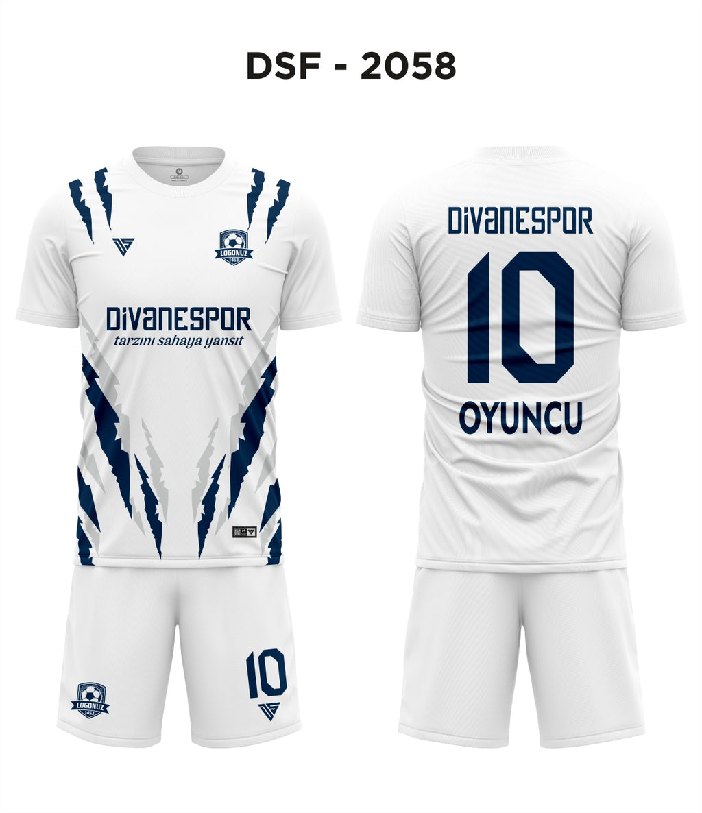 DSF 2058 Beyaz-Lacivert-Gri Futbol Forma