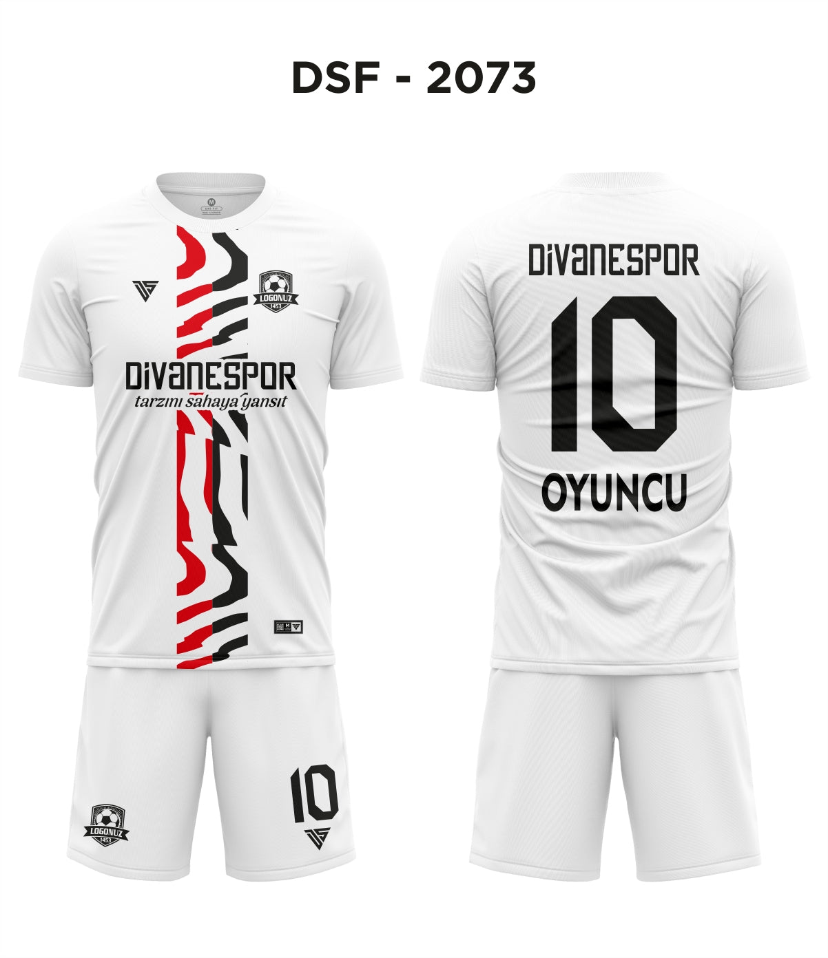 DSF 2073 Beyaz-Kırmızı-Siyah Futbol Forma