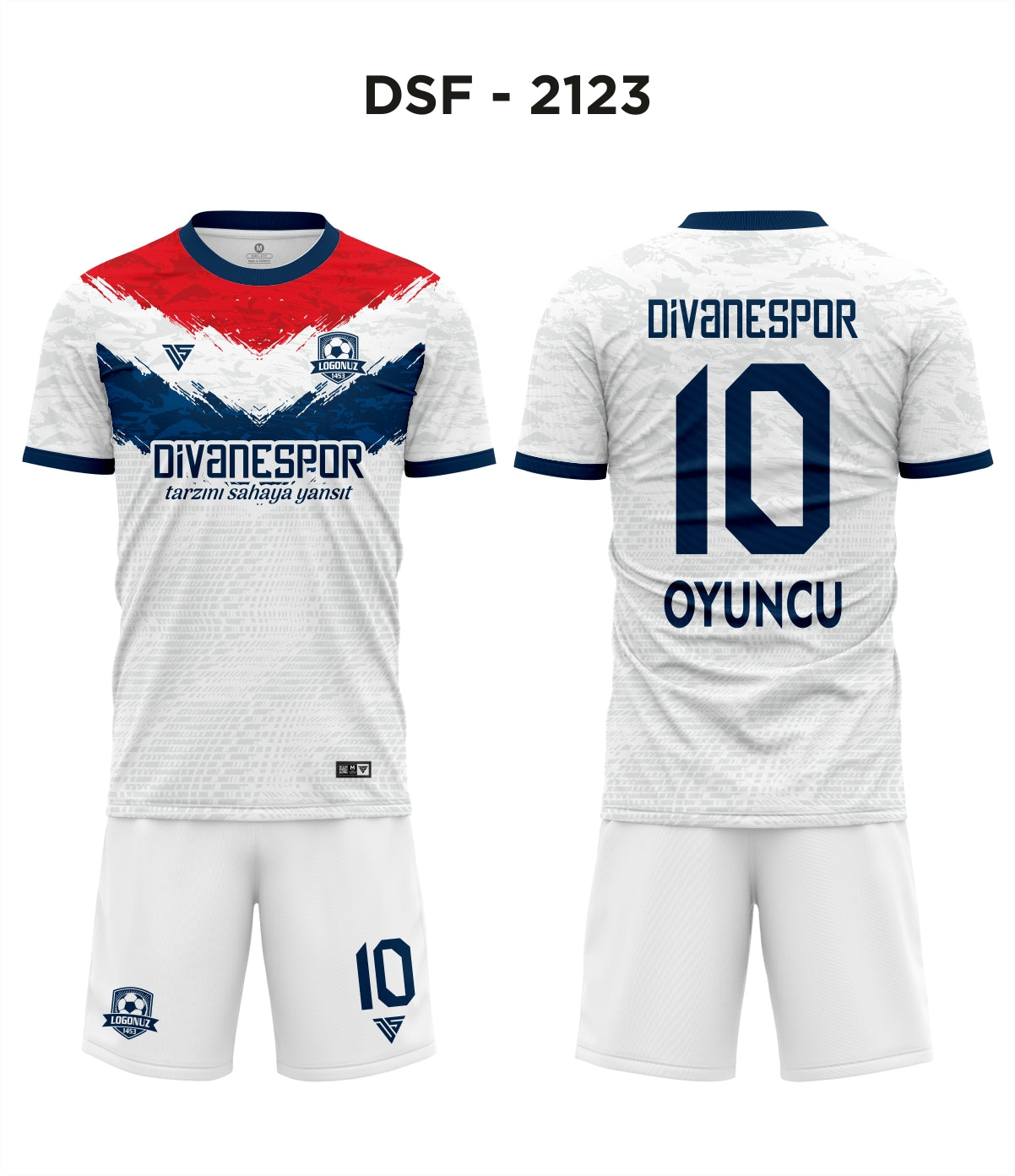 DSF 2123 Beyaz-Lacivert-Kırmızı Futbol Forma