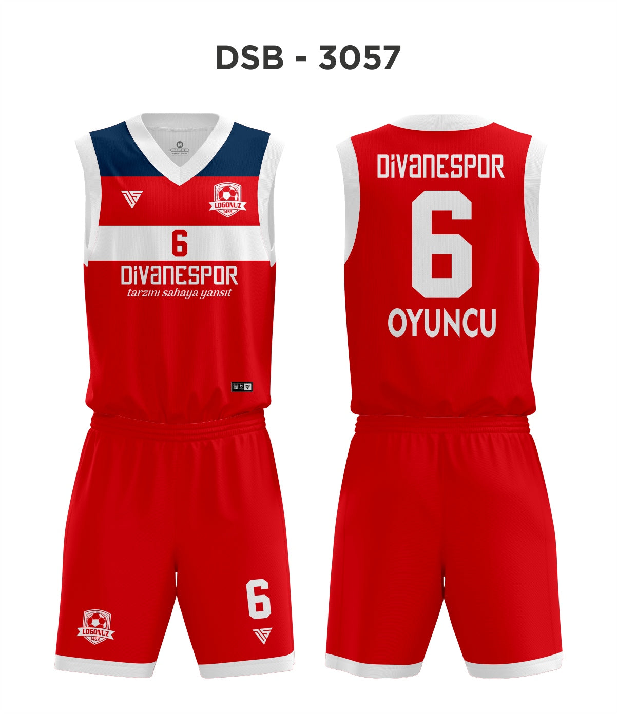 DSF 3057 Kırmızı-Beyaz-Lacivert Basketbol Forma