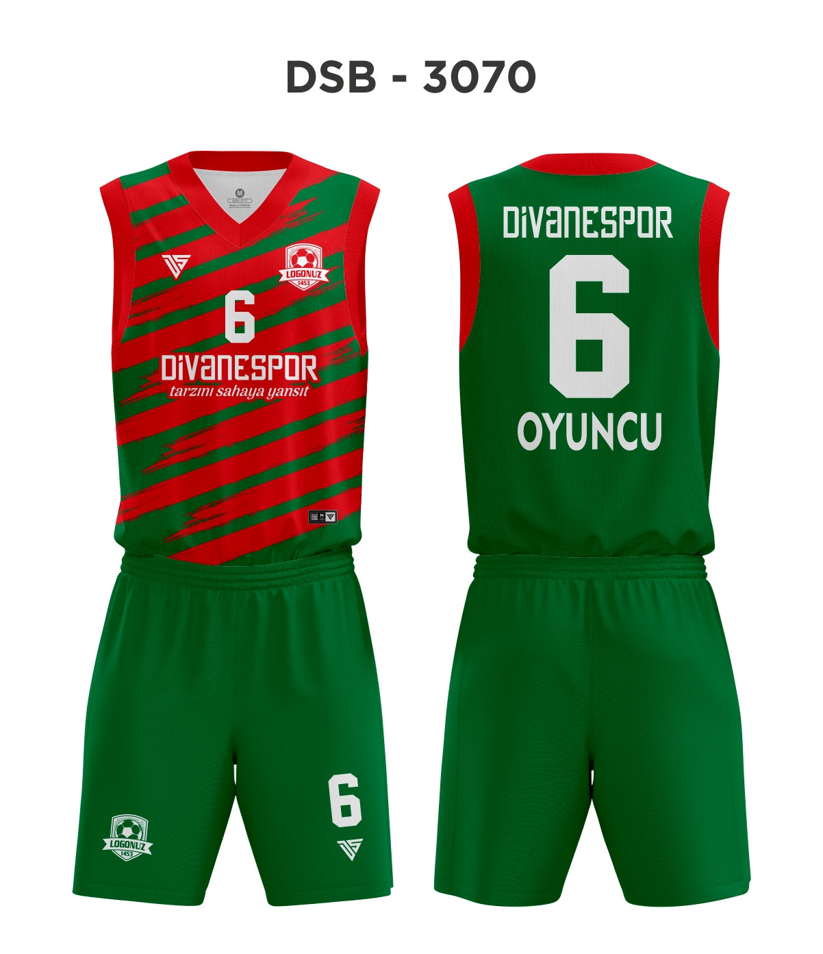 DSF 3070 Yeşil-Kırmızı Basketbol Forma