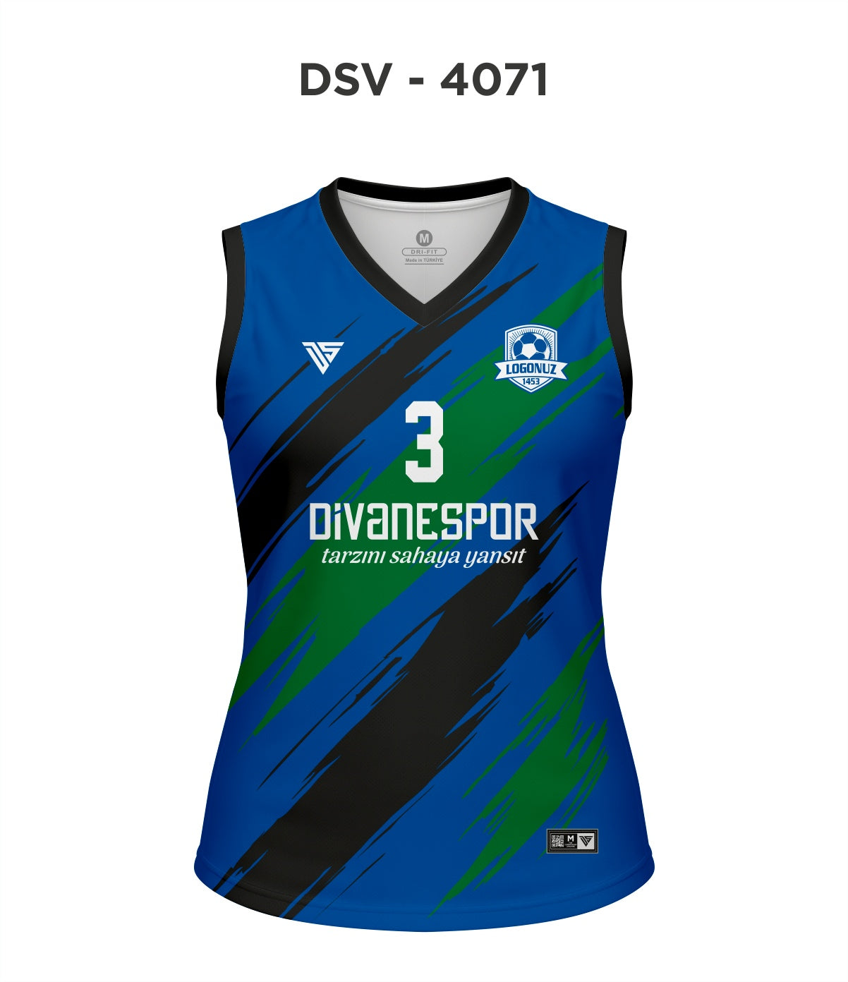 DSV 4071 Mavi-Siyah-Yeşil Voleybol Forma