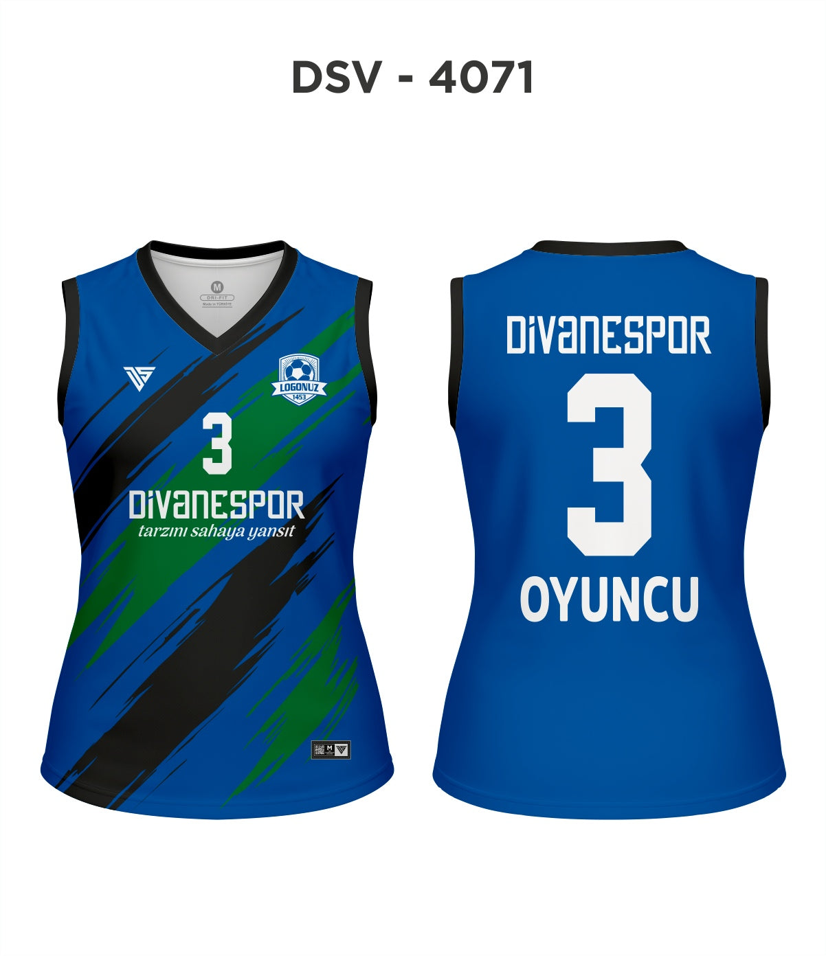 DSV 4071 Mavi-Siyah-Yeşil Voleybol Forma