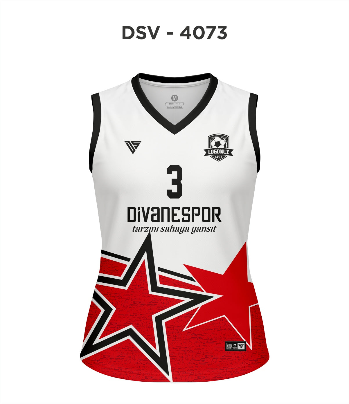 DSV 4073 Beyaz-Siyah-Kırmızı Voleybol Forma