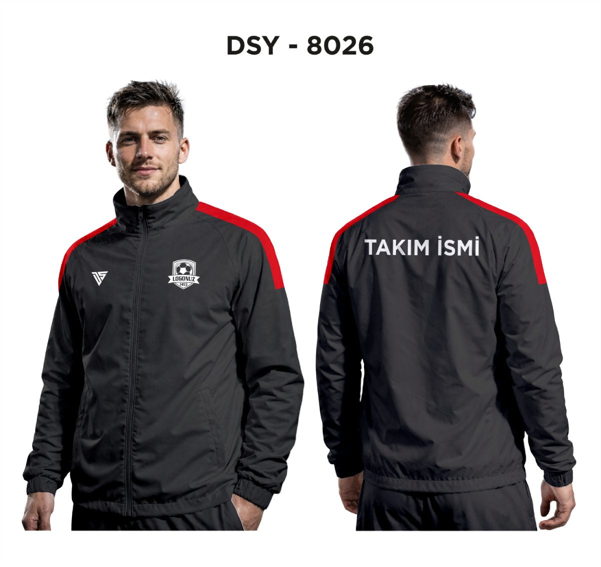 DSY 8026 Siyah-Kırmızı Yağmurluk